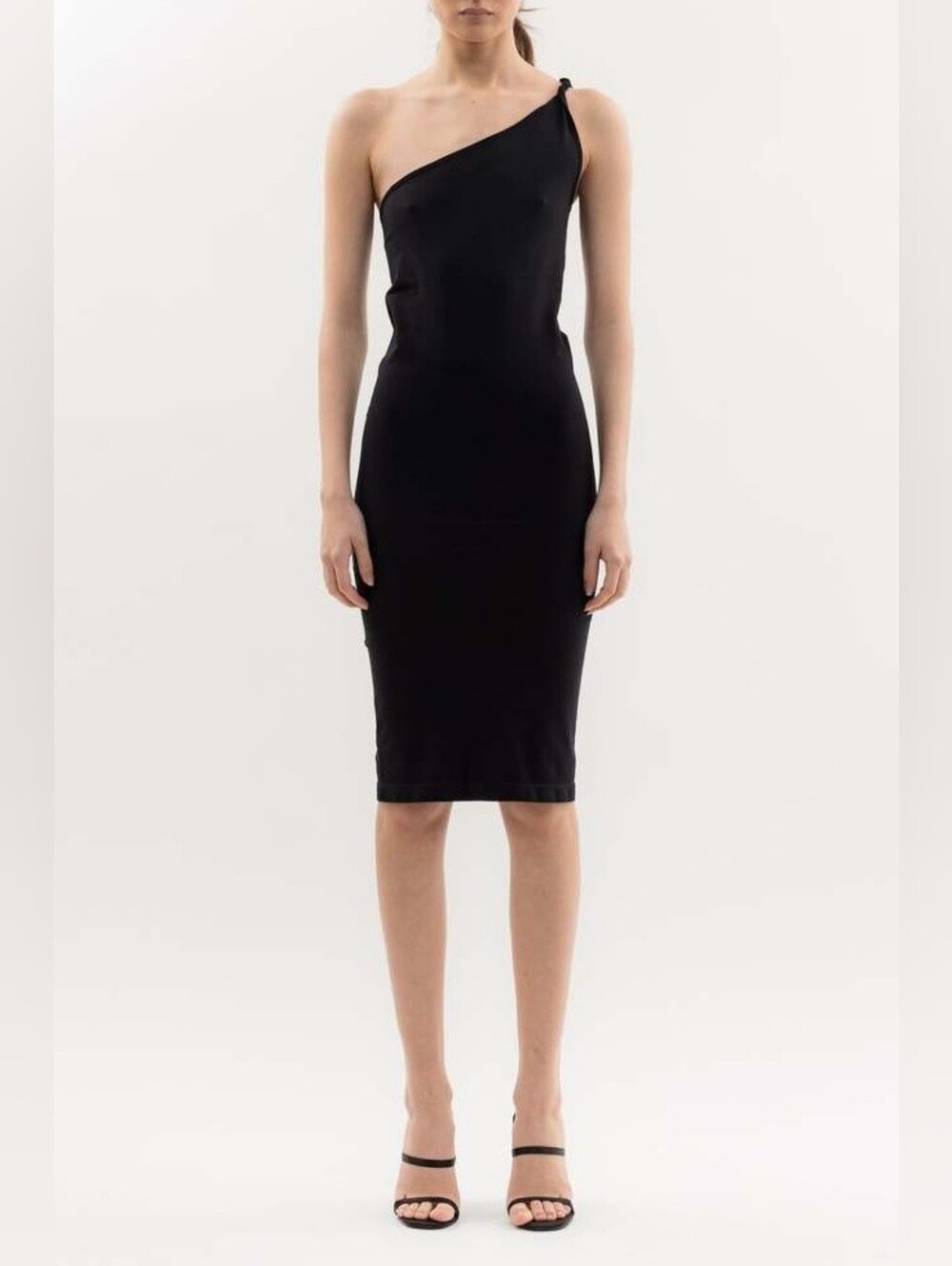 Helmut Lang Asymmetric Twist Dress Black Women's Size M/L Midi Party Evening
